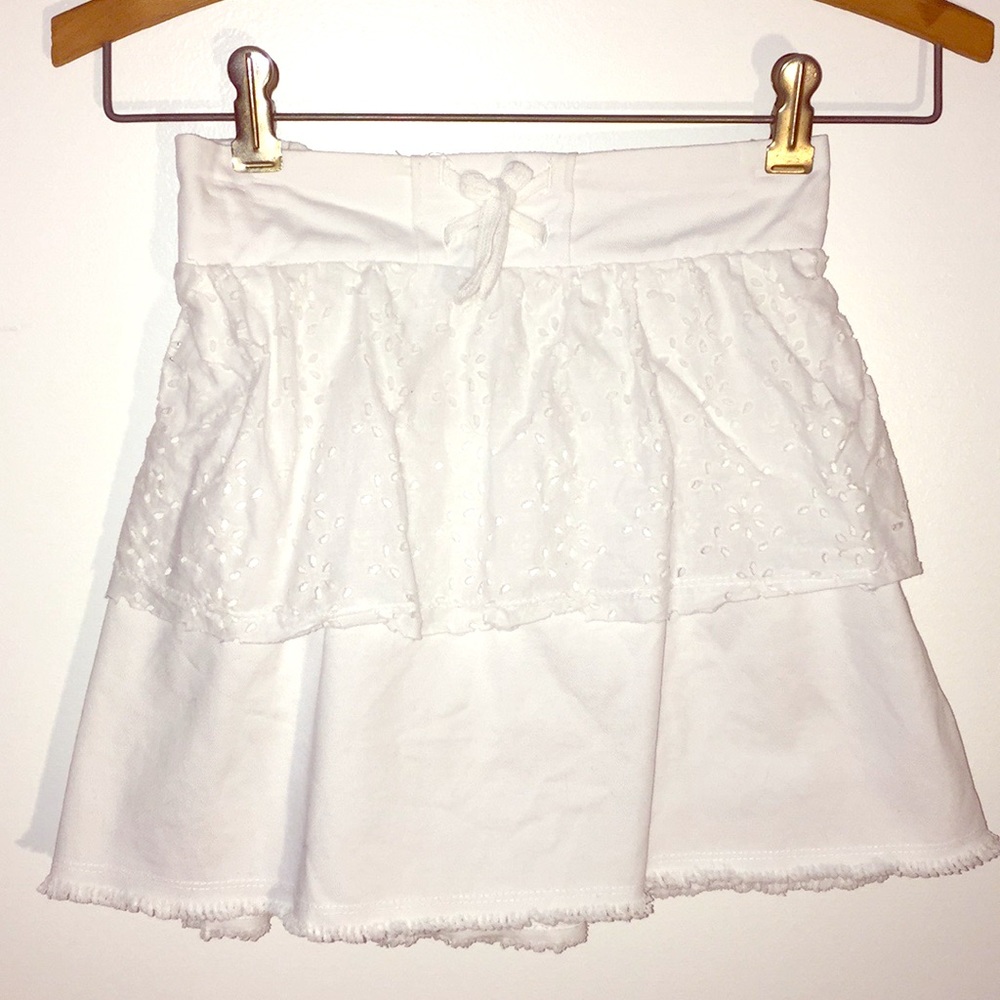 White Ruffled Eyelet Skirt